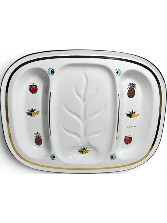 Georges Briard Other - Georges Briard Ambrosia Enamel Divided Serving Tray Fruit Gold Rim 1960s Vintage